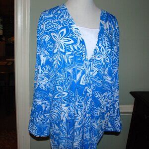 NWOT  Marine Blue Silver Sequined Nautical Top-2X